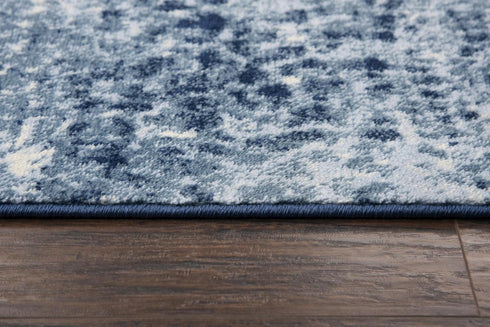 8' X 10' Blue Dark Blue And Ivory Abstract Area Rug