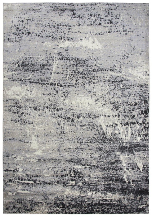 8' X 10' Brown Black And Ivory Abstract Area Rug