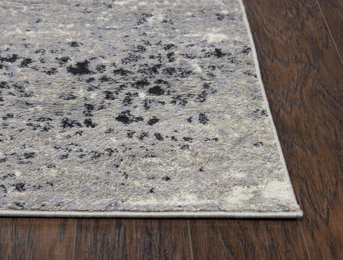 8' X 10' Brown Black And Ivory Abstract Area Rug