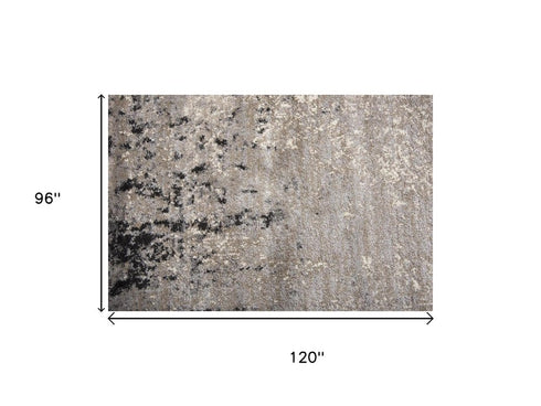 8' X 10' Beige Gray Black And Brown Abstract Area Rug