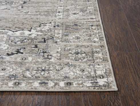 8' X 10' Brown Ivory Gray And Black Medallion Area Rug