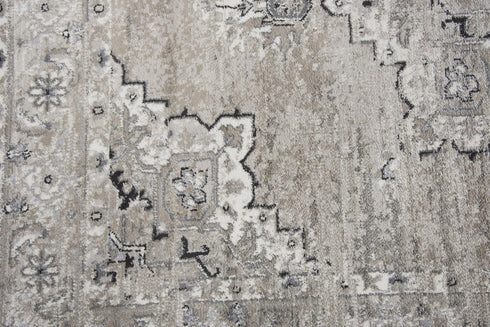 8' X 10' Brown Ivory Gray And Black Medallion Area Rug