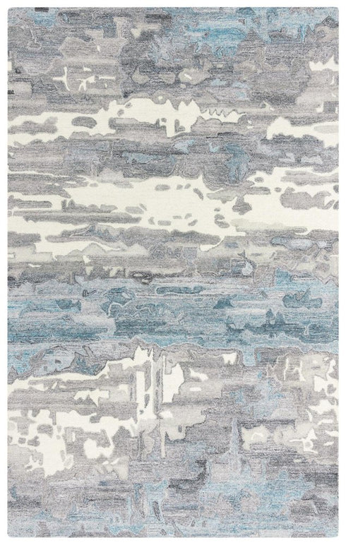8' X 10' Gray Blue And Ivory Abstract Hand Tufted Area Rug