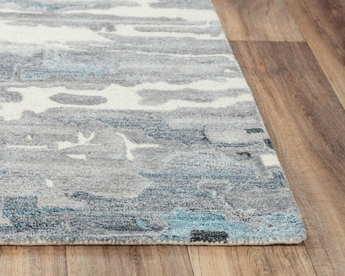 8' X 10' Gray Blue And Ivory Abstract Hand Tufted Area Rug