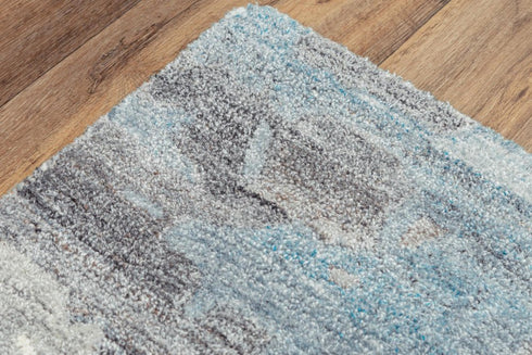 8' X 10' Gray Blue And Ivory Abstract Hand Tufted Area Rug