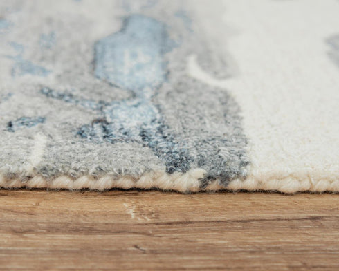 8' X 10' Gray Blue And Ivory Abstract Hand Tufted Area Rug