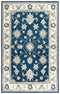 5' X 8' Navy Blue And Ivory Wool Oriental Hand Tufted Area Rug