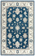 5' X 8' Navy Blue And Ivory Wool Oriental Hand Tufted Area Rug