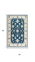 5' X 8' Navy Blue And Ivory Wool Oriental Hand Tufted Area Rug