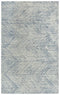 5' X 8' Navy Blue And Ivory Wool Chevron Hand Tufted Area Rug