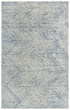 8' X 10' Navy Blue And Ivory Wool Chevron Hand Tufted Area Rug