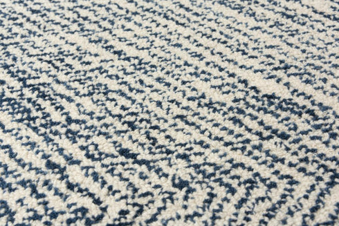 8' X 10' Navy Blue And Ivory Wool Chevron Hand Tufted Area Rug