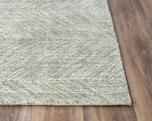 8' X 10' Gray And Ivory Wool Chevron Hand Tufted Area Rug