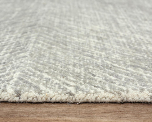 8' X 10' Gray And Ivory Wool Chevron Hand Tufted Area Rug
