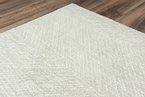 9' X 12' Gray And Ivory Wool Chevron Hand Tufted Area Rug