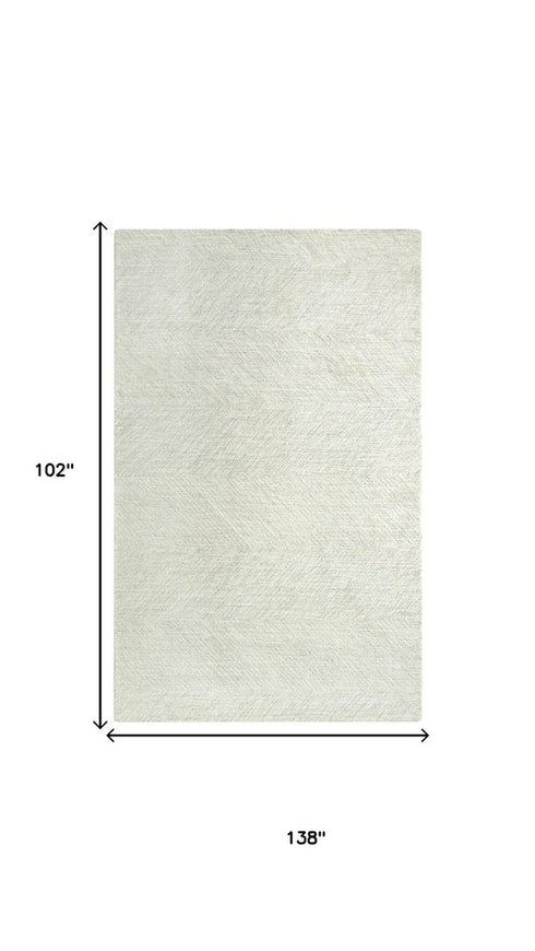 9' X 12' Gray And Ivory Wool Chevron Hand Tufted Area Rug