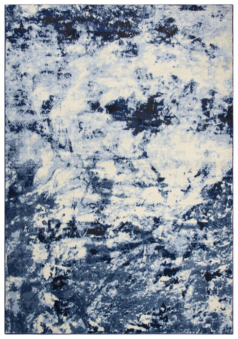 8' X 10' Blue And Ivory Abstract Area Rug