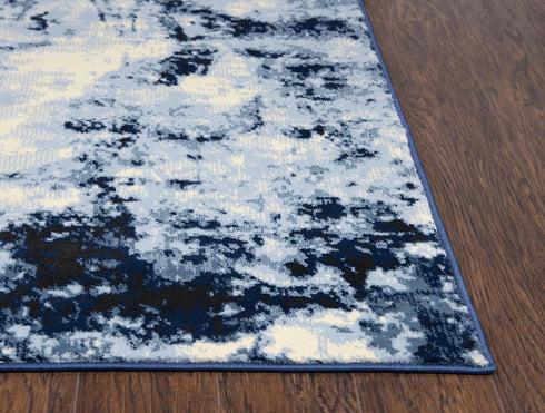 8' X 10' Blue And Ivory Abstract Area Rug