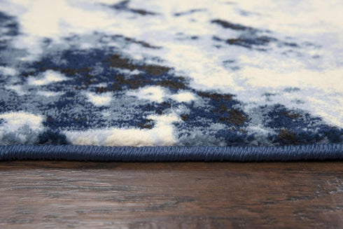 8' X 10' Blue And Ivory Abstract Area Rug