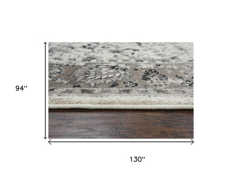 8' X 10' Gray Ivory And Natural Medallion Area Rug