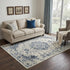 5' X 8' Blue And Cream Medallion Area Rug