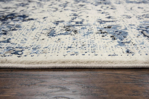 8' X 10' Blue And Cream Medallion Area Rug
