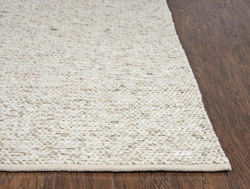 8' X 10' Beige Brown And Ivory Wool Hand Woven Area Rug