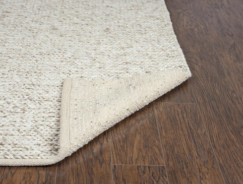 8' X 10' Beige Brown And Ivory Wool Hand Woven Area Rug