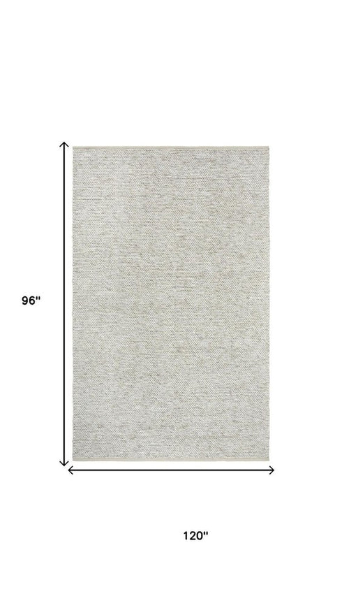 8' X 10' Beige Brown And Ivory Wool Hand Woven Area Rug