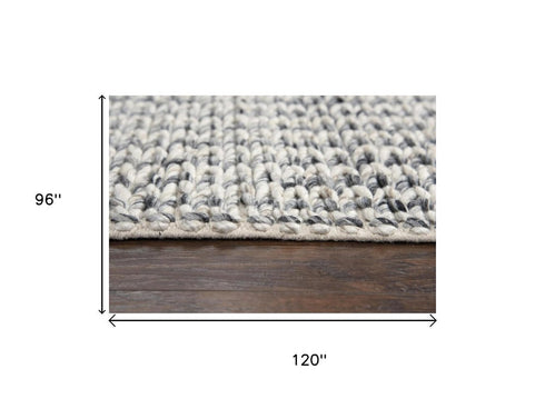 8' X 10' Beige And Gray Wool Hand Woven Area Rug