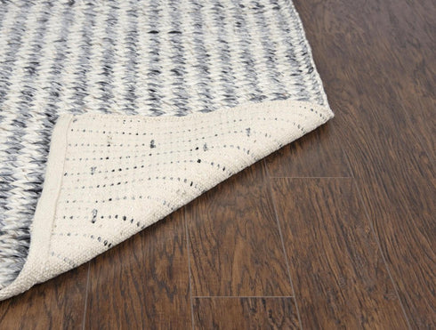 9' X 12' Beige And Gray Wool Hand Woven Area Rug