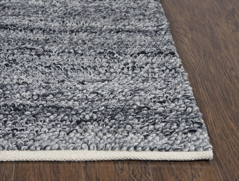 8' X 10' Gray And Charcoal Wool Hand Woven Area Rug