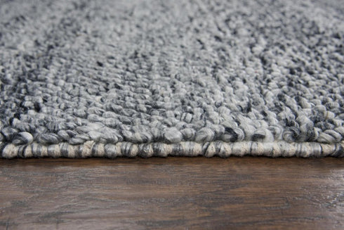 9' X 12' Gray And Charcoal Wool Hand Woven Area Rug