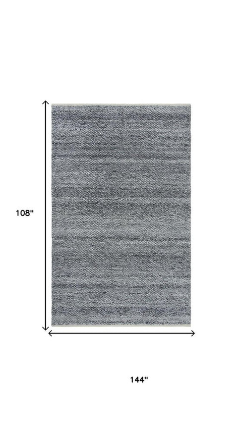 9' X 12' Gray And Charcoal Wool Hand Woven Area Rug