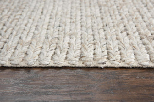 9' X 12' Beige Gray And Ivory Wool Hand Woven Area Rug