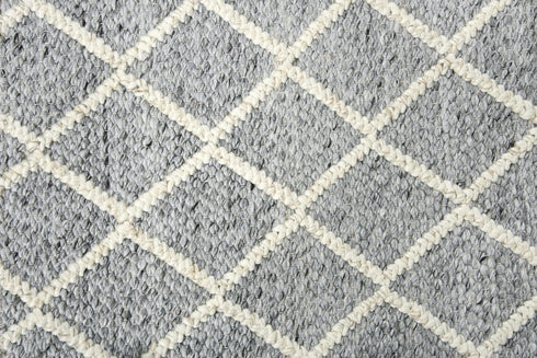 8' X 10' Gray Ivory And Charcoal Wool Geometric Hand Woven Area Rug