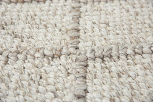 5' X 8' Beige Ivory And Brown Wool Geometric Hand Woven Area Rug