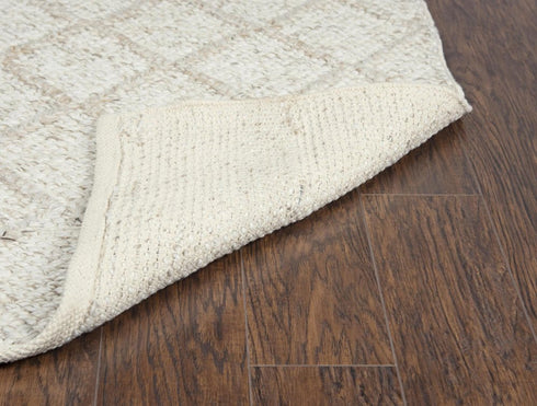 5' X 8' Beige Ivory And Brown Wool Geometric Hand Woven Area Rug