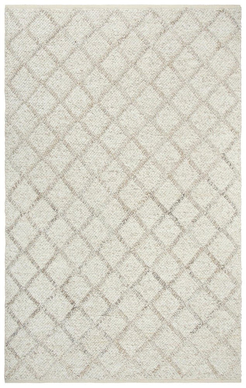 8' X 10' Beige Ivory And Brown Wool Geometric Hand Woven Area Rug