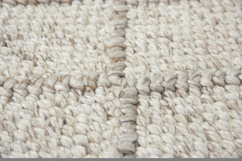 8' X 10' Beige Ivory And Brown Wool Geometric Hand Woven Area Rug