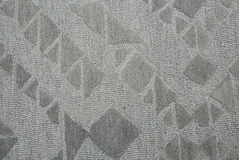 8' X 10' Gray And Dark Gray Wool Geometric Hand Tufted Area Rug