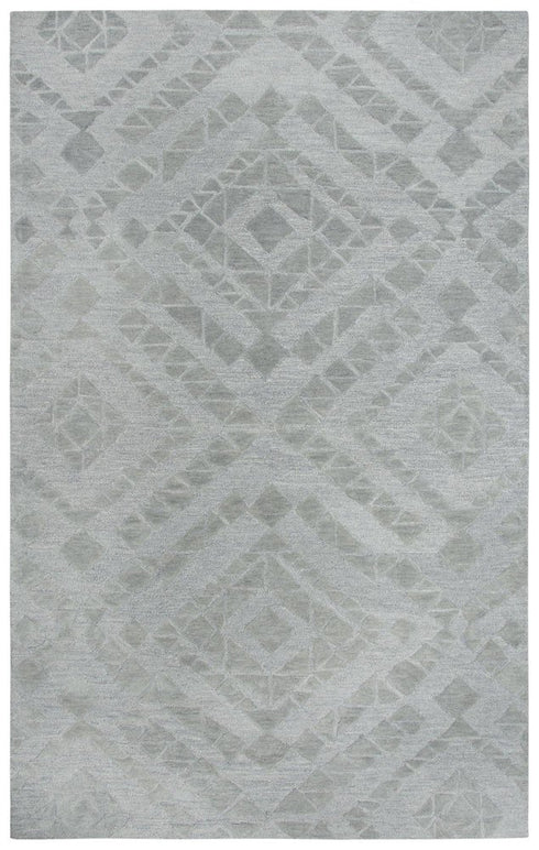 9' X 12' Gray And Dark Gray Wool Geometric Hand Tufted Area Rug