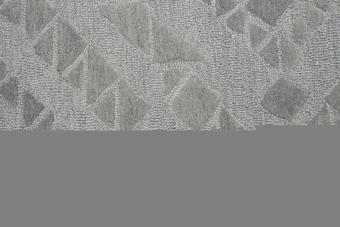 9' X 12' Gray And Dark Gray Wool Geometric Hand Tufted Area Rug