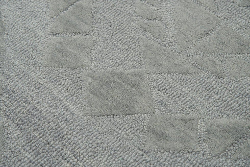 9' X 12' Gray And Dark Gray Wool Geometric Hand Tufted Area Rug