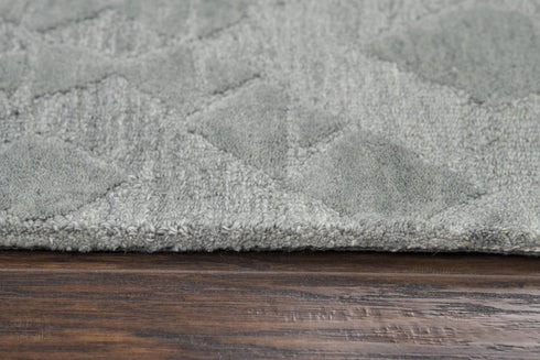 9' X 12' Gray And Dark Gray Wool Geometric Hand Tufted Area Rug