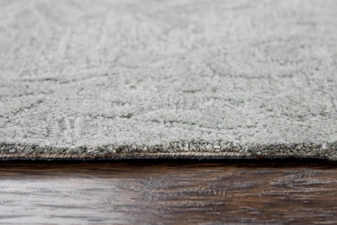 8' X 10' Gray And Dark Gray Wool Damask Hand Tufted Area Rug