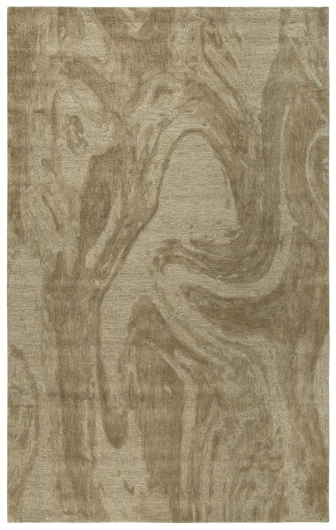 5' X 8' Brown And Natural Wool Abstract Hand Tufted Area Rug