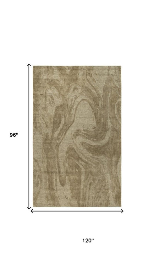 8' X 10' Brown And Natural Wool Abstract Hand Tufted Area Rug