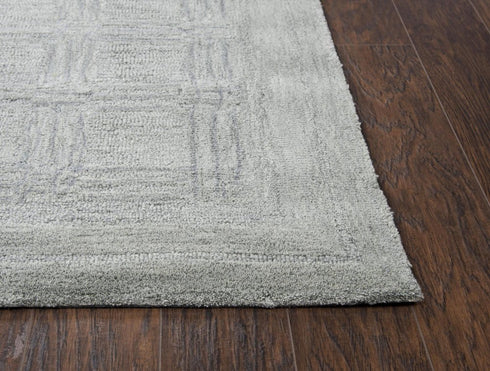 8' X 10' Gray And Dark Gray Wool Checkered Hand Tufted Area Rug