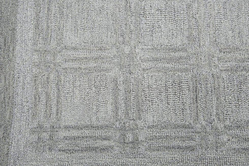 8' X 10' Gray And Dark Gray Wool Checkered Hand Tufted Area Rug